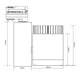 Technische Zeichnung eines LED-Strahlers mit Abmessungen 160mm x 106mm x 135mm für Fleischwaren.