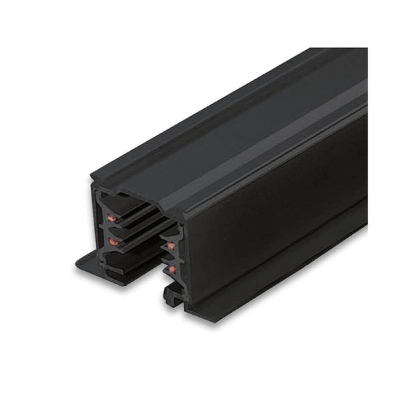 Rail électrique encastrée triphasée 2 m noir, vue détaillée du rail encastré noir pour circuits électriques.