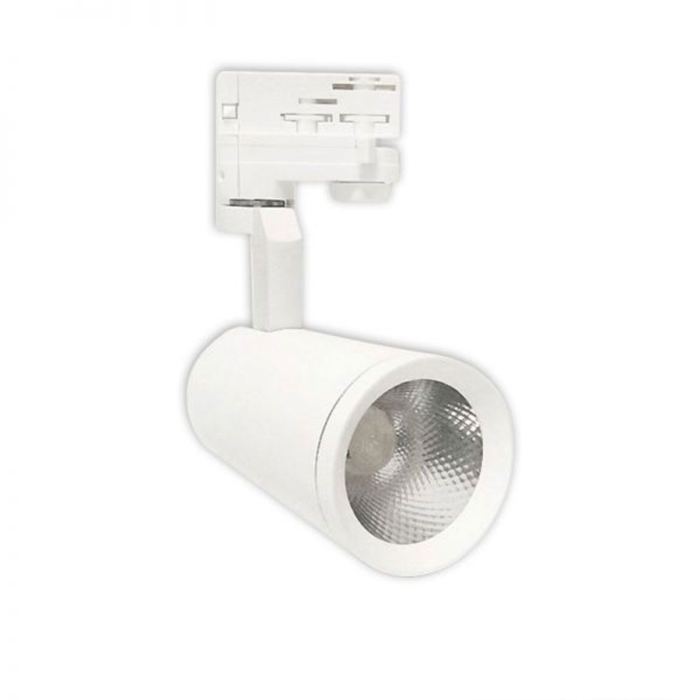 3-Phasen LED Strahler in Weiß, 1150lm, 15W, schwenkbar für optimale Ausleuchtung in Ausstellungsräumen.