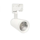 3-Phasen LED Strahler in Weiß, 1150lm, 15W, schwenkbar für optimale Ausleuchtung in Ausstellungsräumen.