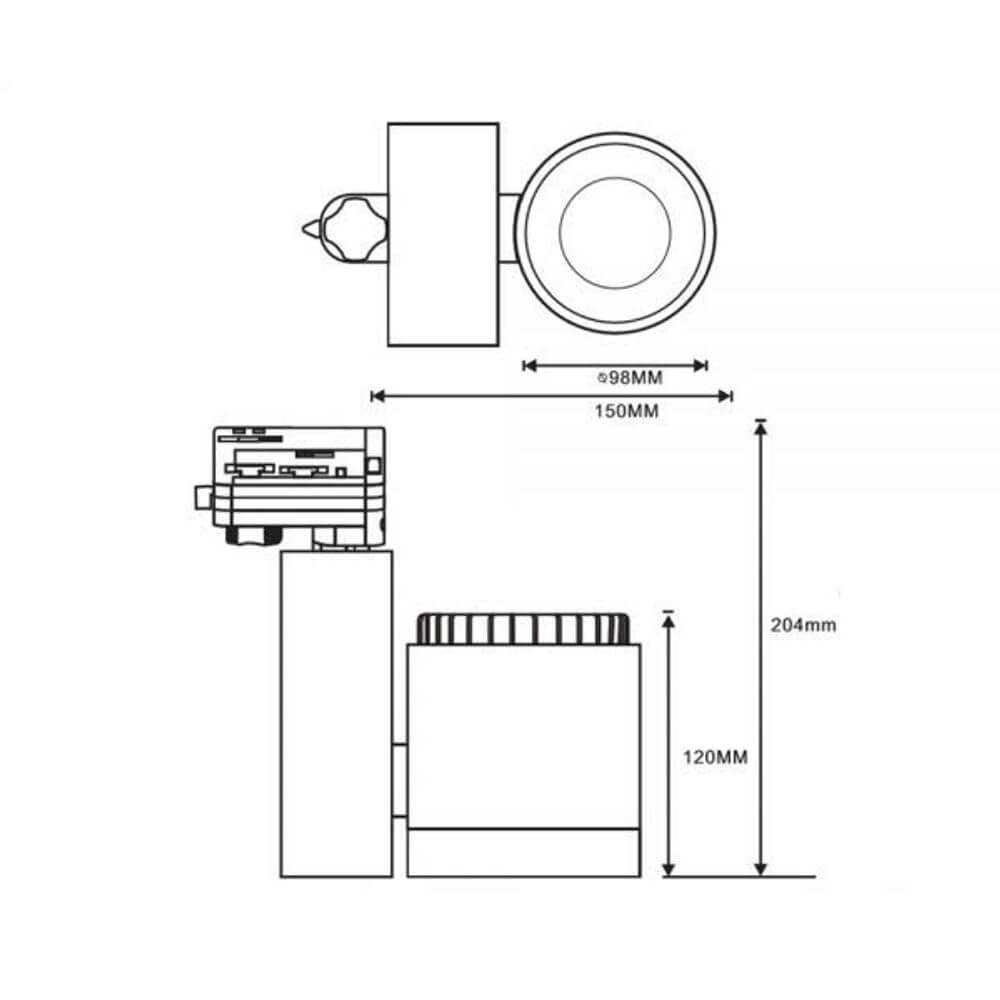 3-Phasen Power-LED Strahler 3000lm 4000K fokussierbar Weiß Dimmbar