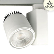 3-faset strømLED Spotlight 4500lm 35W 4000K neutral hvid på 3-faset skinne med fokuserbar strålevinkel 30-50°.