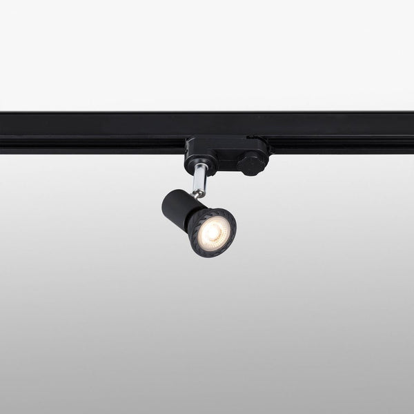 3-phase track spotlight PLOT GU10 black mounted on a ceiling, modern and elegant look.