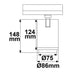 3 -vaiheinen valonheittimen lihakaupan valaistus 34W 20 ° -70 ° Valkoinen
