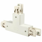 Connecteur en T droit blanc à 3 phases pour rails conducteurs à 3 phases courants. Idéal pour l’installation électrique.