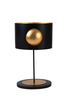 Tischlampe Aurora Oval 2-flammig mit Schirm von Holländer, schwarz-goldene Eisenausführung, ovale Form