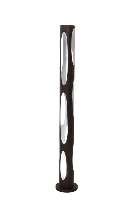 Stehlampe Mascha Rund 175 cm, silberfarbene moderne Standleuchte mit ovalem Lochdesign, frontal