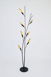 Stehleuchte Strelicie 7-flammig Rund 181 cm Gold von Holländer, goldene Blütenform aus Eisen