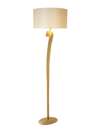 Stehleuchte Lino Ecru mit rundem Schirm, 160 cm Höhe, goldfarbenes Gestell, Frontansicht
