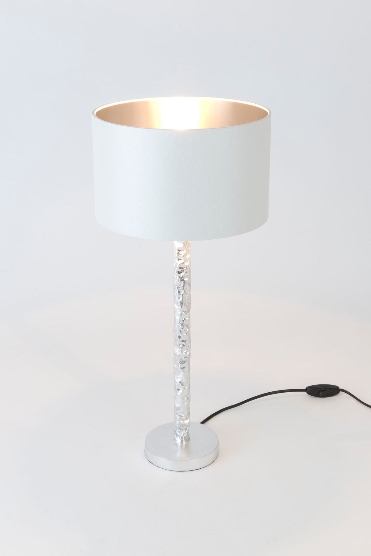 Lampada da tavolo Cancelliere Rotonda Piccolo Perla Silk con paralume 