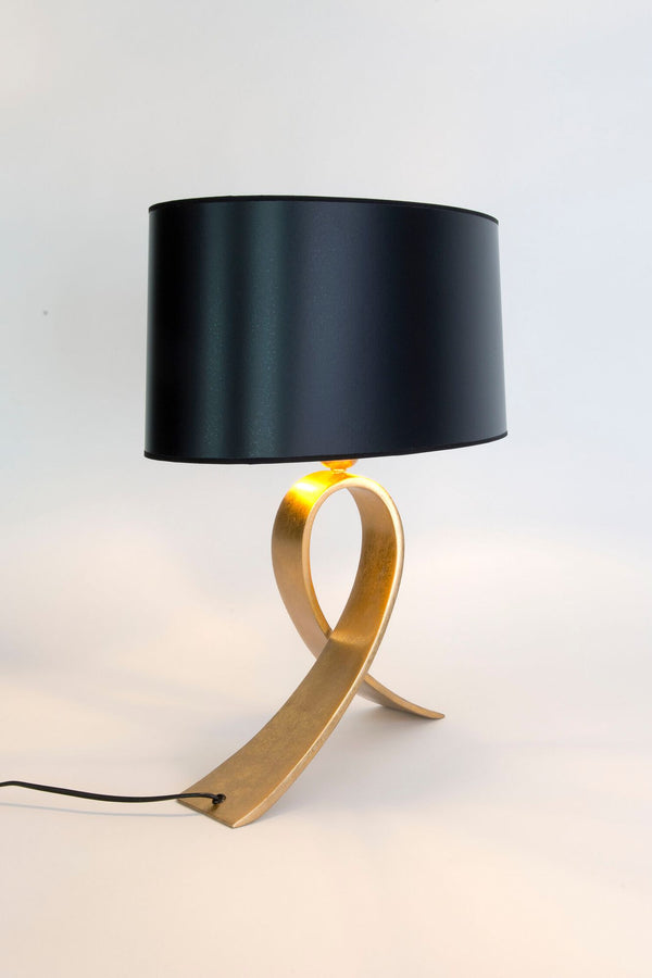 Tischlampe Ciclo Oval mit Schirm 40x22cm von Holländer, elegante Tischleuchte aus Eisen mit schwarzem Schirm