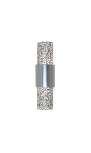 Wandlampe Palazzo 2-flammig mit silbernem Metallband und strukturiertem Glas, vertikale Frontansicht