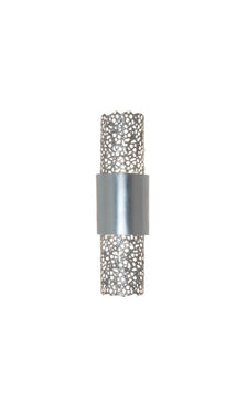 Wandlampe Palazzo 2-flammig mit silbernem Metallband und strukturiertem Glas, vertikale Frontansicht