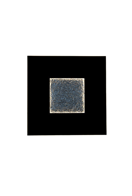 LED-Wandleuchte Eclipse Gross dimmbar, gehämmerte Metalloberfläche mit quadratischer Glasscheibe, Frontansicht