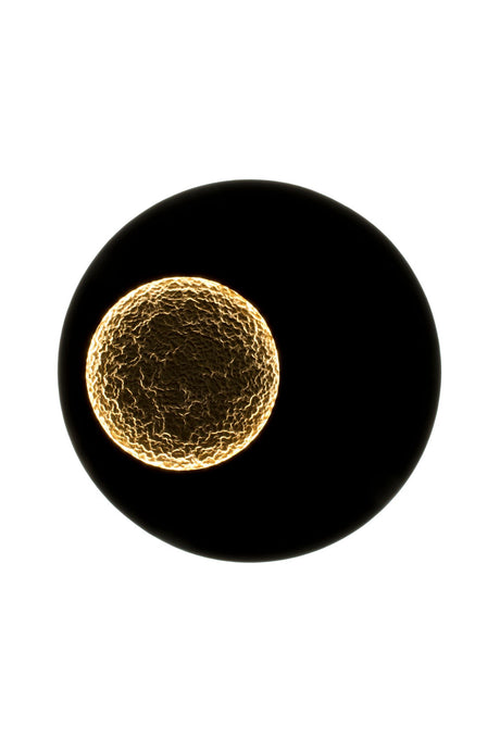 LED-Wandlampe Luna Gigante XL schwarz gehämmert dimmbar mit leuchtender Scheibe, Draufsicht