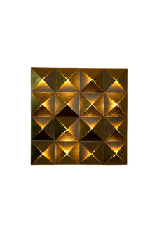 LED-Wandlampe Pyramide 17-flammig, dimmbar, 80x5cm, Gold, quadratisches Design mit beleuchteten Pyramidenelementen