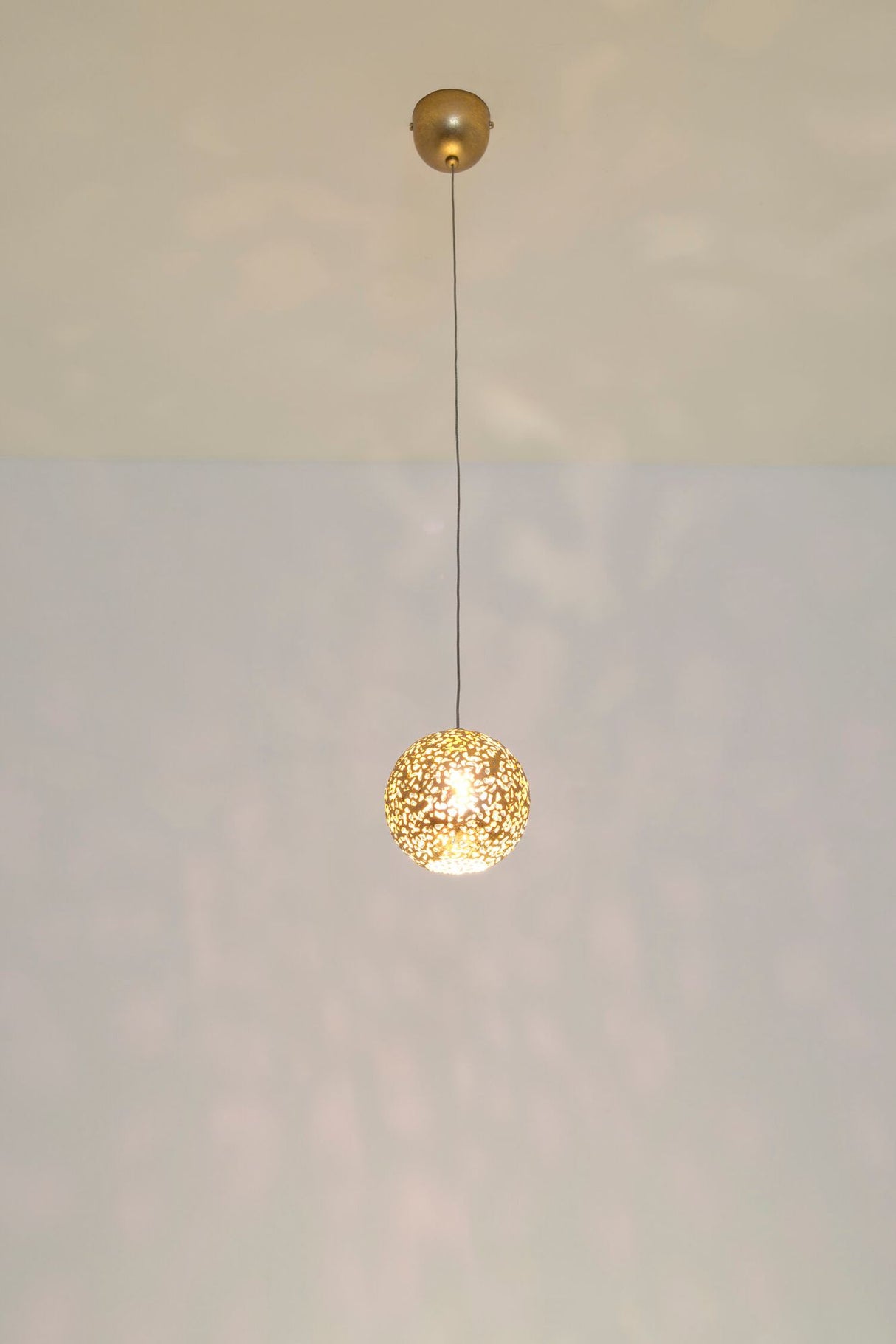 Lampada a sospensione Cappuccino alogena rotonda Ø 13 cm oro 