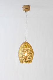 Hängelampe Cavalliere Piccolo mit Schirm Rund Ø 22cm in Gold aus Eisen, stilvolle Pendelleuchte für Wohnräume