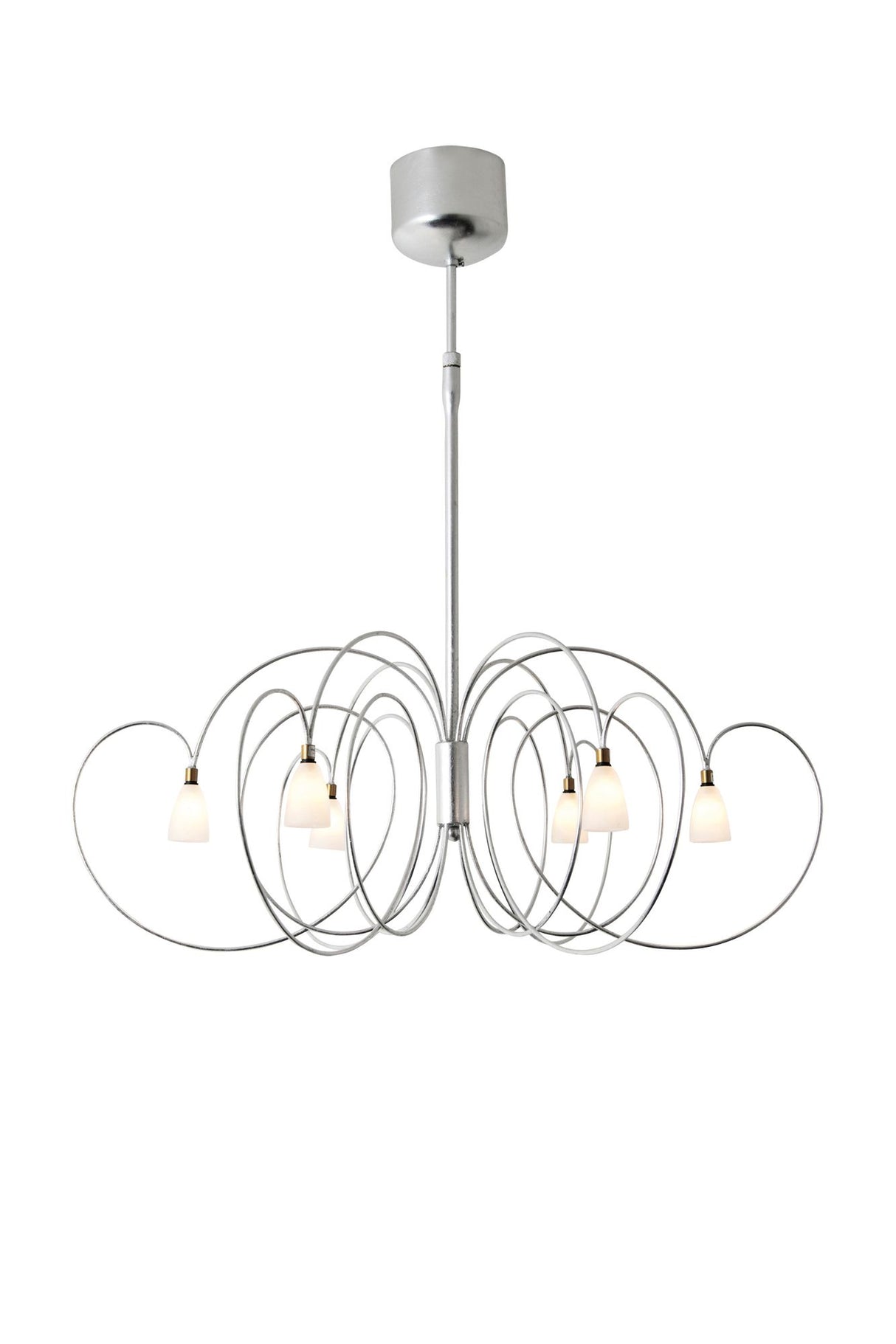 Lampada a sospensione Rosaspina a 6 luci in vetro opalino, rotonda, Ø 73 cm 