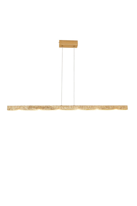 LED-Pendellampe Universo 6-flammig mit satiniertem Glas, dimmbar, Holzoptik, Frontansicht