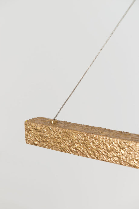 LED-Pendellampe Universo 6-flammig mit satiniertem Glas, dimmbar, Holzleiste, Seitenansicht