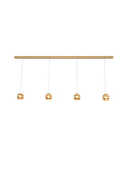 Pendellampe Suopare 4-flammig 150x11cm von Holländer aus Eisen, goldfarben, für Esstisch, Tresen und Wohnbereich