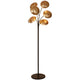 Nuvola Stehleuchte 6-flammig 168cm Eisen, braun-Gold mit spiralförmigen Lampenschirmen.
