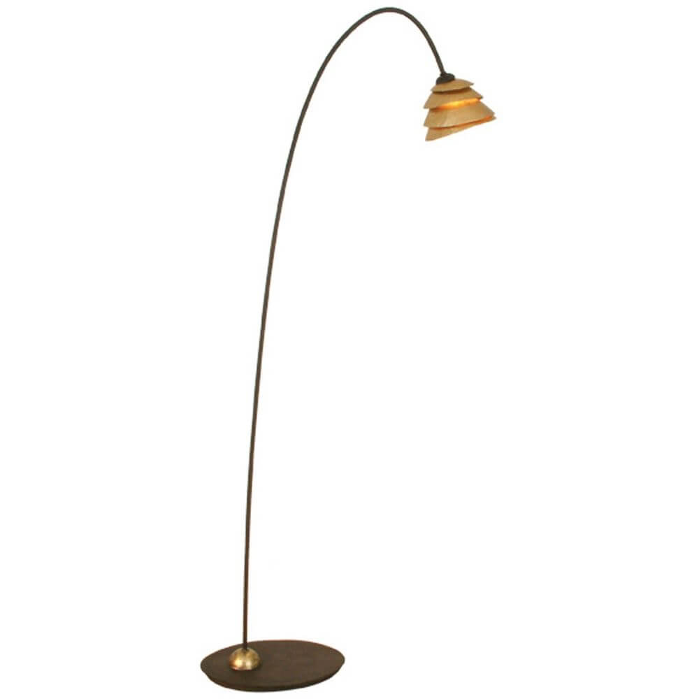 Stehleuchte Snail One Eisen Braun-Schwarz-Gold mit elegantem Design und stilvollem Schirm.