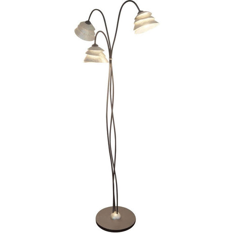 Lampadaire à 3 lampes Snail One en fer noir-argent au design élégant avec trois abat-jour.