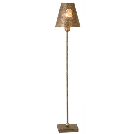 Lampa stołowa Gancio Gross żelazo Antyk Złoto-Brąz o eleganckim designie i ciepłym świetle.