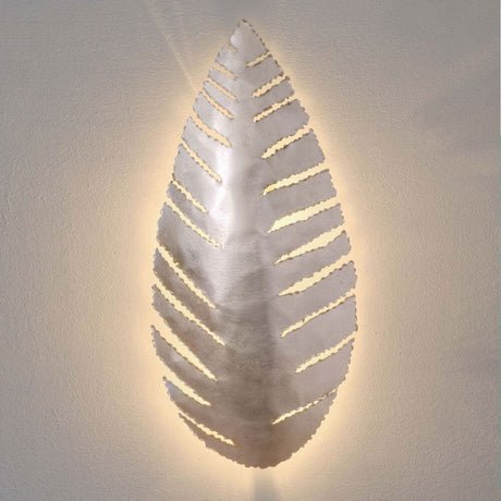 Wandlamp 2-lichts Pietro ijzer zilver, stijlvolle verlichting met bladontwerp van ijzer in zilver.