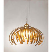 Pendelleuchte Alessia Eisen Gold - elegante goldene Hängeleuchte mit kurvenförmigem Design.