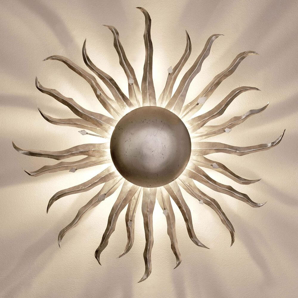 Wandleuchte 2-flammig Sonne Grande Eisen Silber