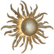 Wandleuchte Sonne Piccola Eisen Silber mit kunstvollem Sonnenstrahlendesign in Silber.