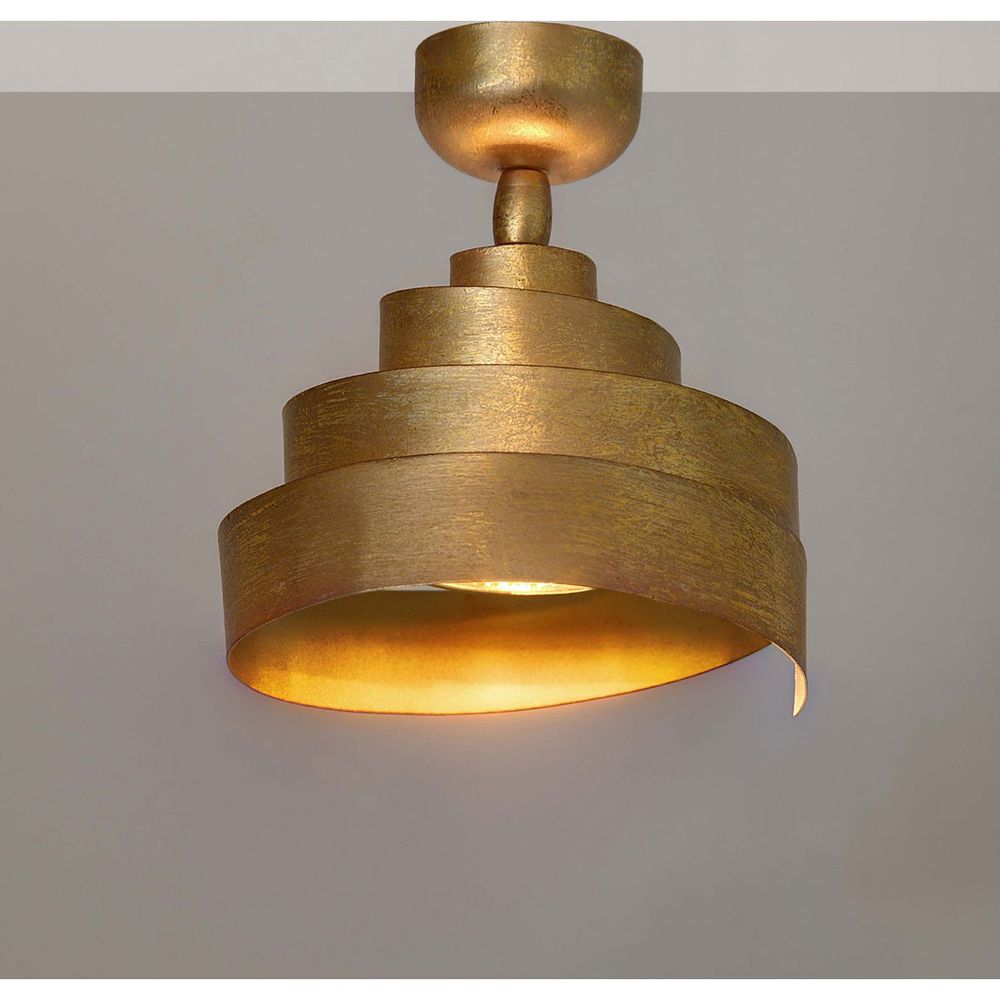 Drehender Deckenstrahler Banderola aus Eisen in goldener Farbe, stilvolles Design für moderne Inneneinrichtungen.