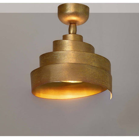 Deckenstrahler Banderola Eisen Gold, eleganter goldener Lampenschirm mit stufenförmigem Design.