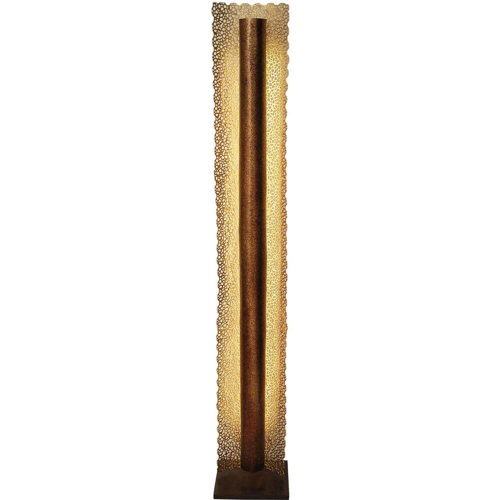 Stehleuchte Utopistico Eisen Gold-Kupfer-Braun mit eleganter, filigraner Gestaltung in warmem Licht.