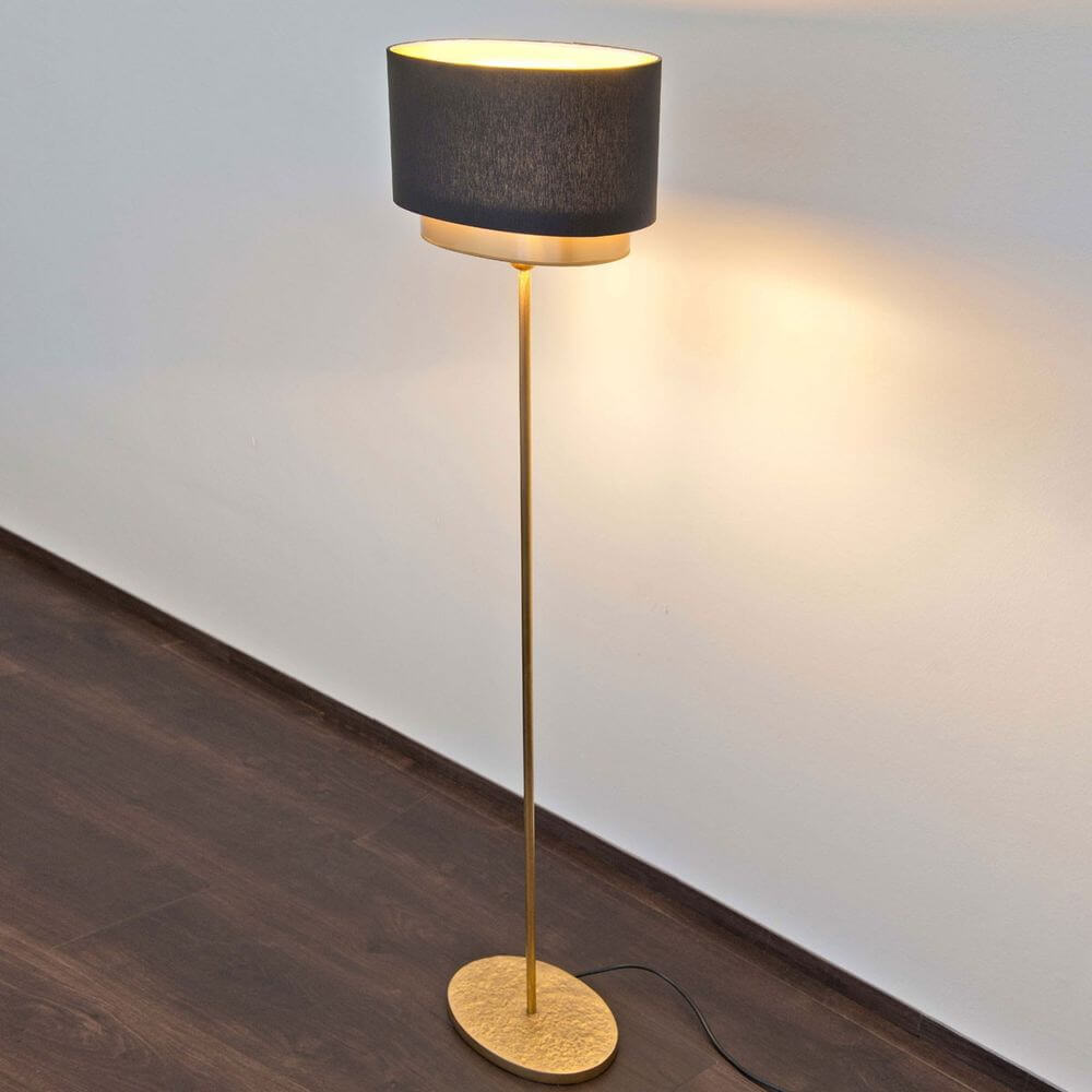 Stehleuchte Mattia Oval Eisen Gold-Schwarz