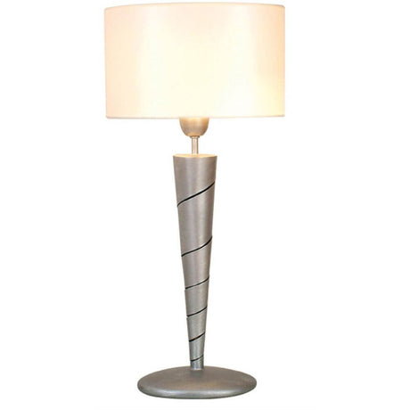 Table lamp Innovazione iron silver with modern design and appealing lampshade.
