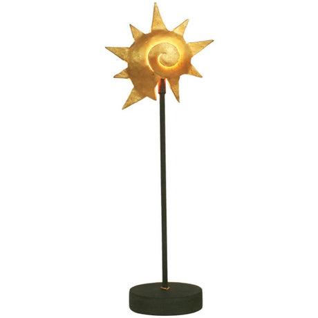 Table lamp Piccola Lumache iron brown-black-gold with a sun-inspired design made of iron and a golden finish.