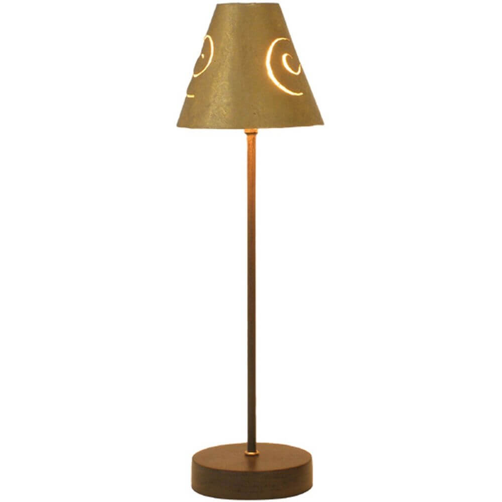 Tischleuchte Piccola Schermo Eisen Braun-Schwarz-Gold mit modernem Design und stilvollem Lampenschirm