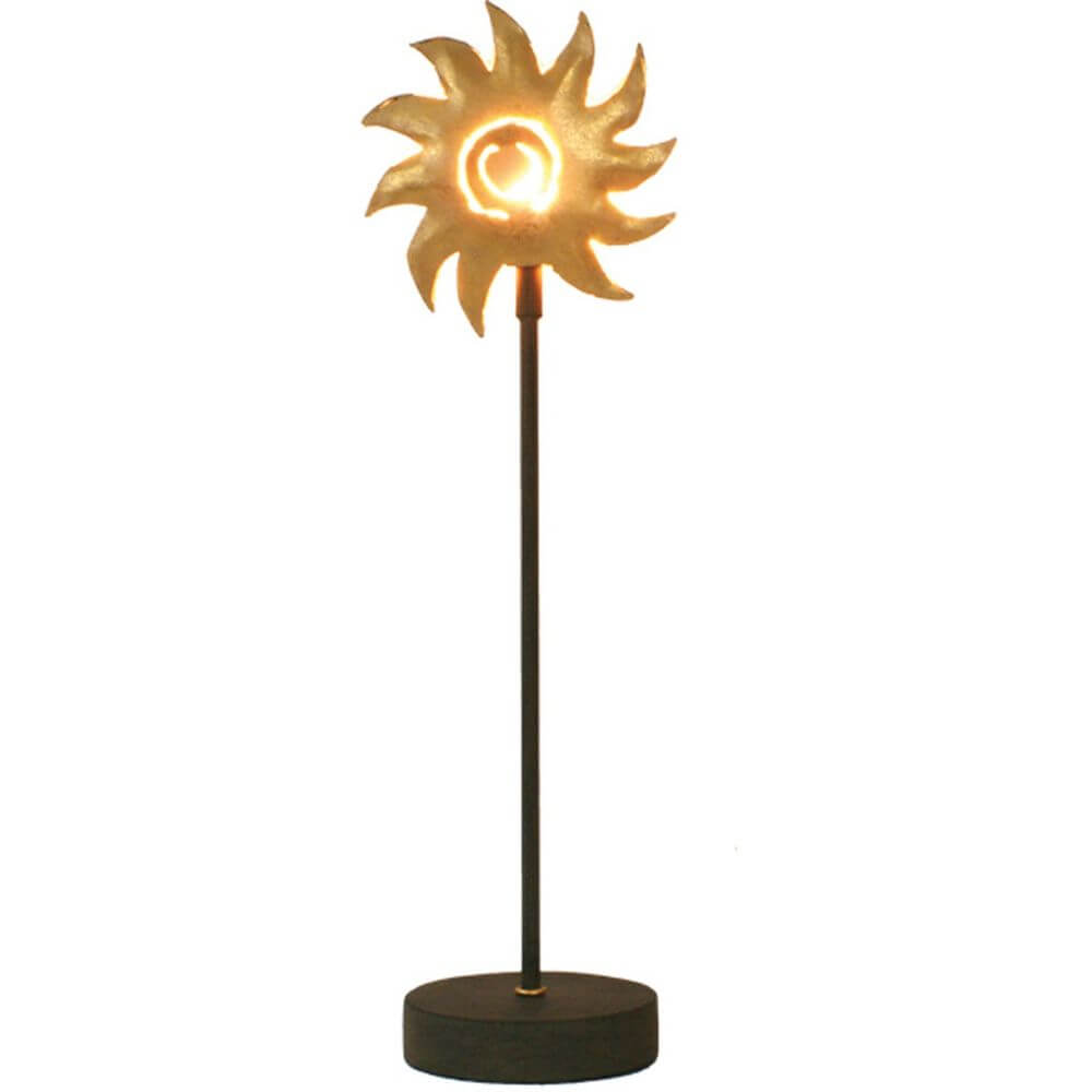 Tischleuchte Piccola Sole Eisen Braun-Schwarz-Gold mit einzigartigem Sonnen-Design für stilvolle Beleuchtung.