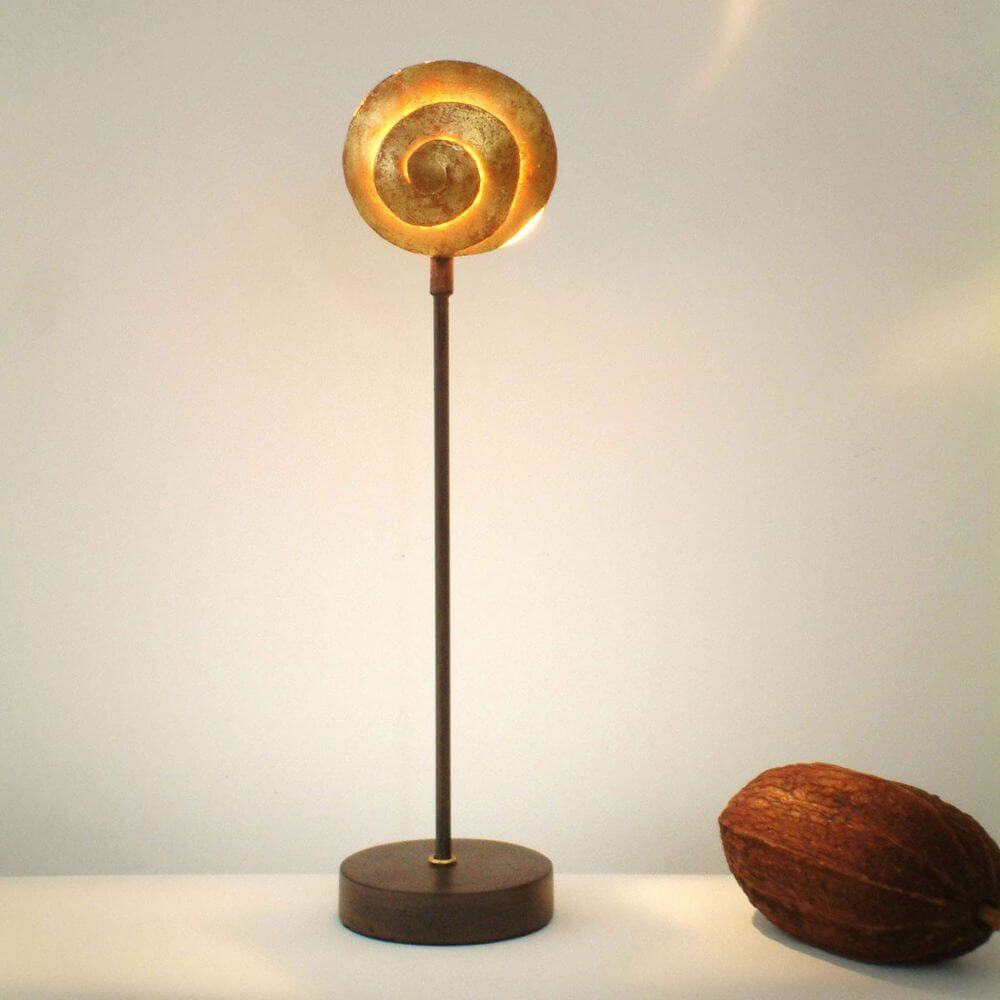Tischleuchte Piccola Nautilo Eisen Braun-Schwarz-Gold