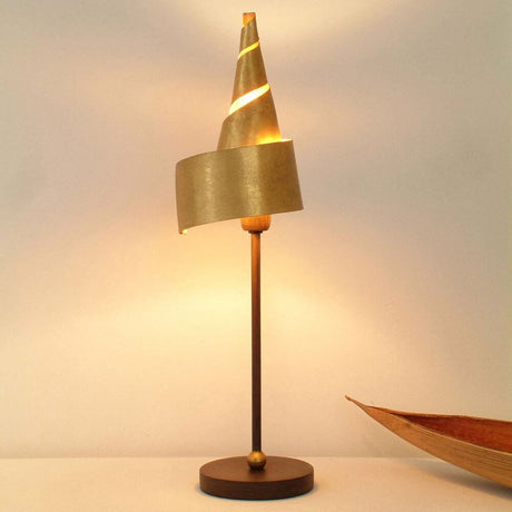 Table lamp Innovazione iron brown-black-gold with modern design and gold accents.