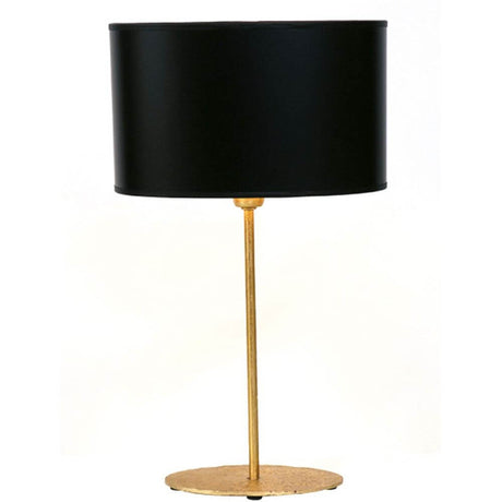 Table lamp Mattia Oval Iron Gold-Black with a black lampshade and a golden base.