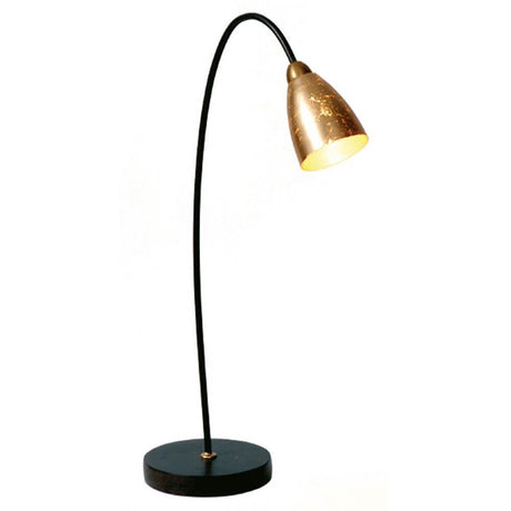 Table lamp Alice glass gold with an elegant, curved design and gold lampshade.