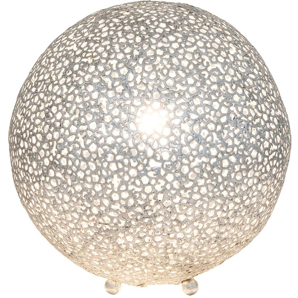 Tischleuchte Lily Grande aus Eisen in Silber, stilvoller Lichtspender mit einzigartigem Design.