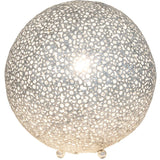 Tischleuchte Lily Grande aus Eisen in Silber, stilvoller Lichtspender mit einzigartigem Design.
