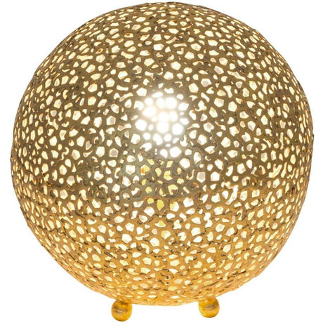 Lily Piccolo jernguld bordlampe med filigran gylden lampeskærm og varmt lys.