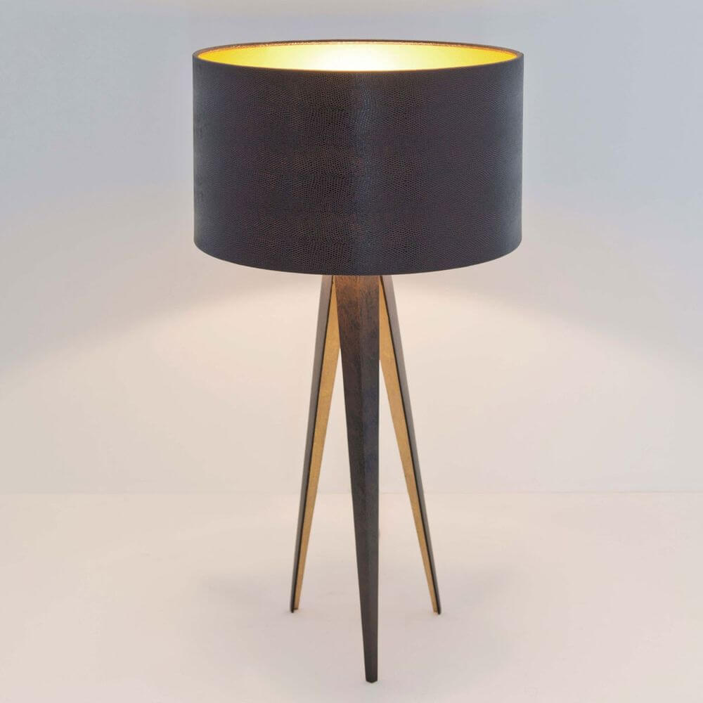 Tischleuchte Petra Eisen Braun-Schwarz-Gold mit modernem Design und eleganter Beleuchtung.